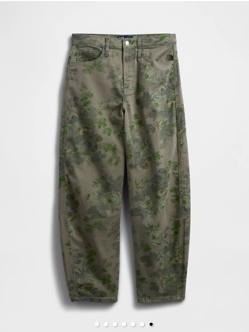 Gap Barrel Green Floral Print Jeans